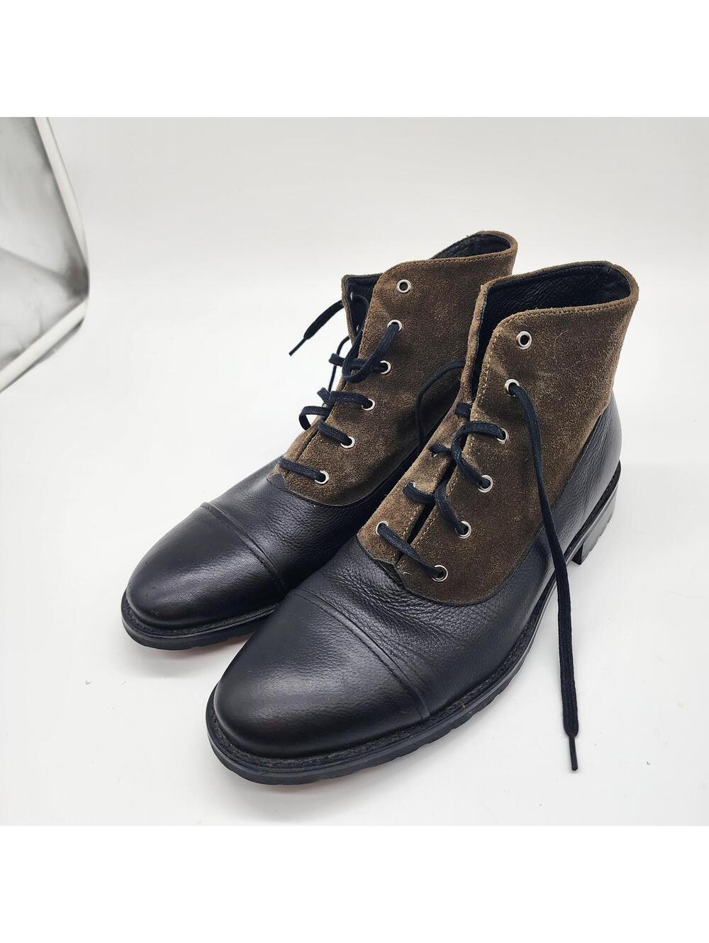 Bacco Bucci leather/suede ankle boots (men’s) – Size 9.5 black olive green